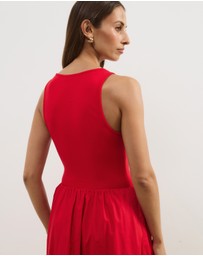 Atmos&Here - Bonnie Scoop Neck Contrast Midi Dress