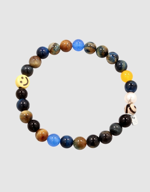 Kuzzoi - ICONIC EXCLUSIVE - Mixed Gemstone Bead Bracelet with Smiling Face