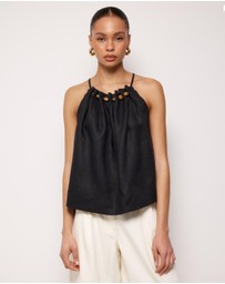 AERE - Nora Beaded Linen Top
