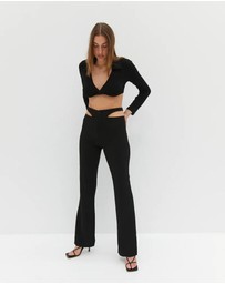 Style Addict - Waist Slit Pants - Black