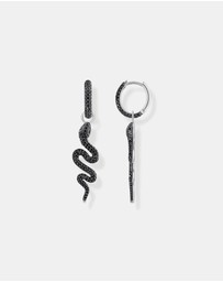 THOMAS SABO - Single Snake hoop earring with black zirconia