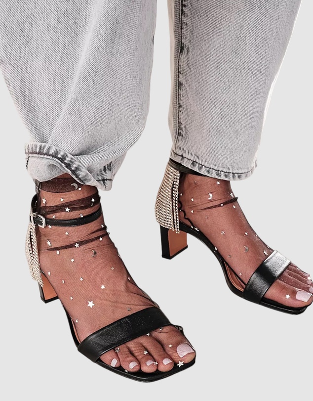 High Heel Jungle - Starry Sky Tulle Socks - Black
