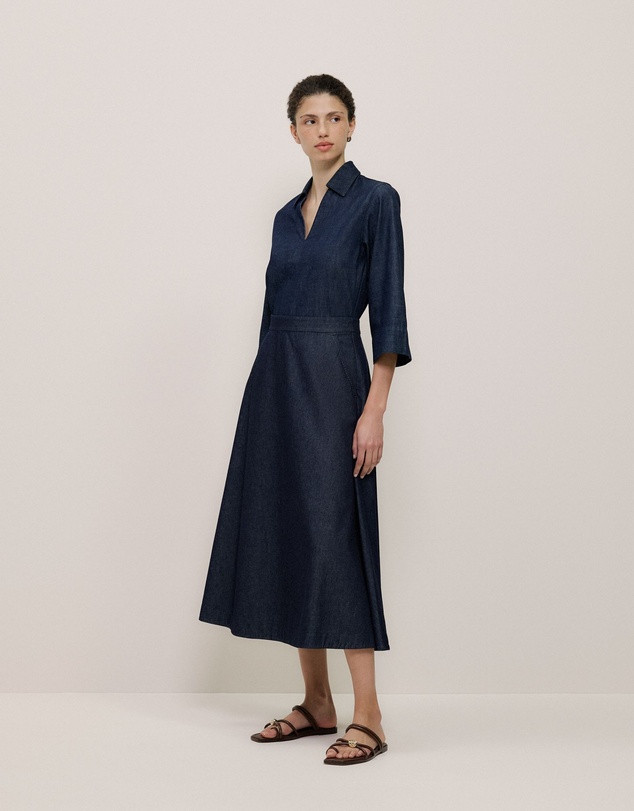 Trenery - Denim A-line Skirt in Rinse Wash