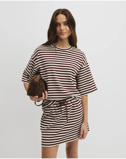 Country Road - Australian Cotton Blend Stripe Boxy T-shirt