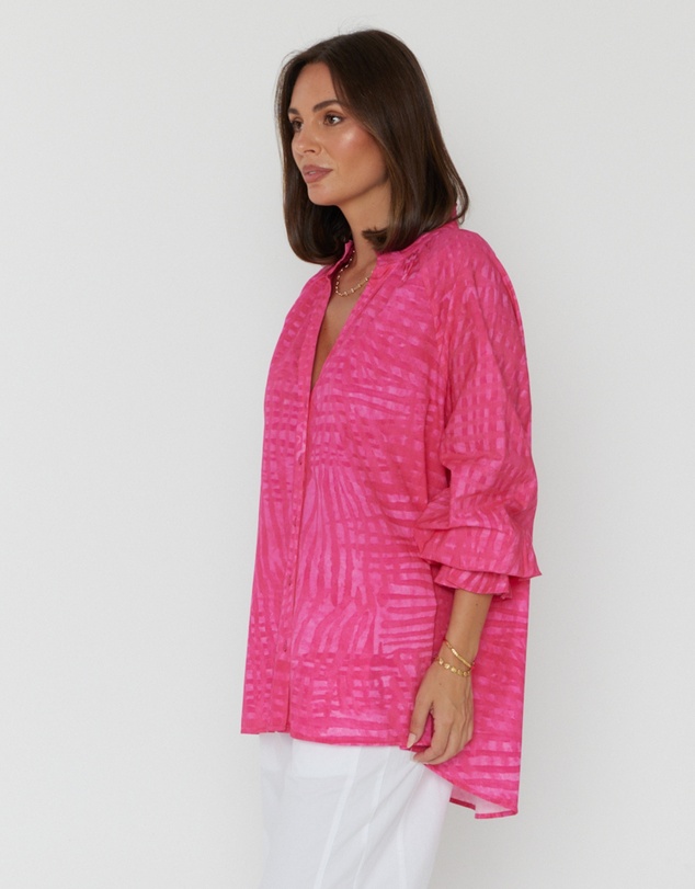 ALEXANDRA - Meeka Blouse Hot Pink Brush Stoke