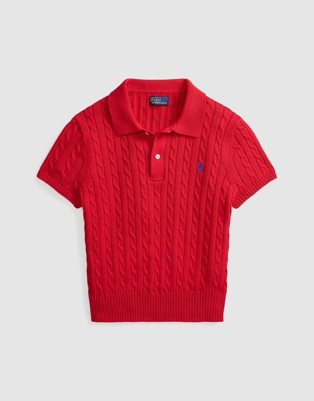 Polo Ralph Lauren - Cable-Knit Cotton Cropped Polo Shirt - The ICONIC Exclusive