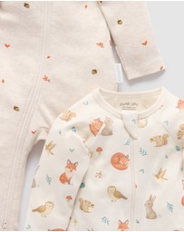 Purebaby - 2 Pack Zip Growsuit -Kids-Babies