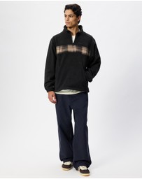 Rhythm - Checkered Fleece Quarter Zip Sweat