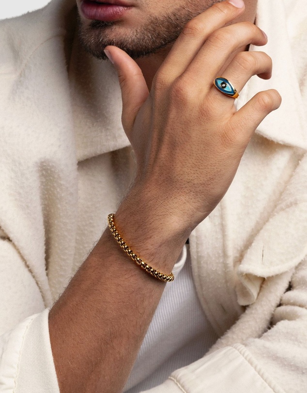 Nialaya Jewellery - 5mm Gold Box Chain Classic Bracelet