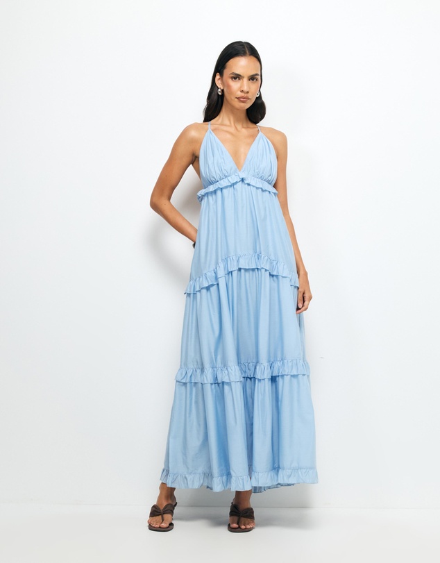 AERE - Ivara V-Neck Tiered Maxi Dress
