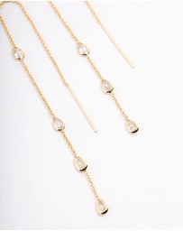 Lovisa - Gold Plated Station Pear Thread Through Earrings