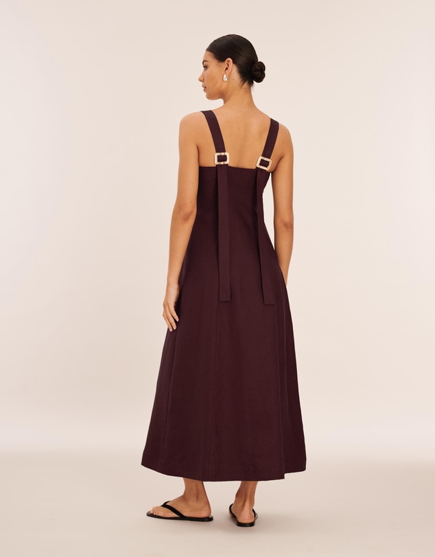 AERE - Nora Buckle Detail Linen Slip Dress