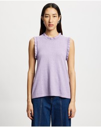 Lindsay Nicholas New York - Frill Crew Neck Shell Top