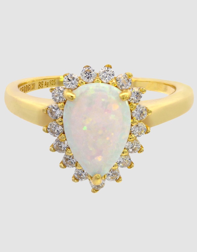 Georgini - Georgini Opal Glow Rozelle White Created Opal Gold Ring
