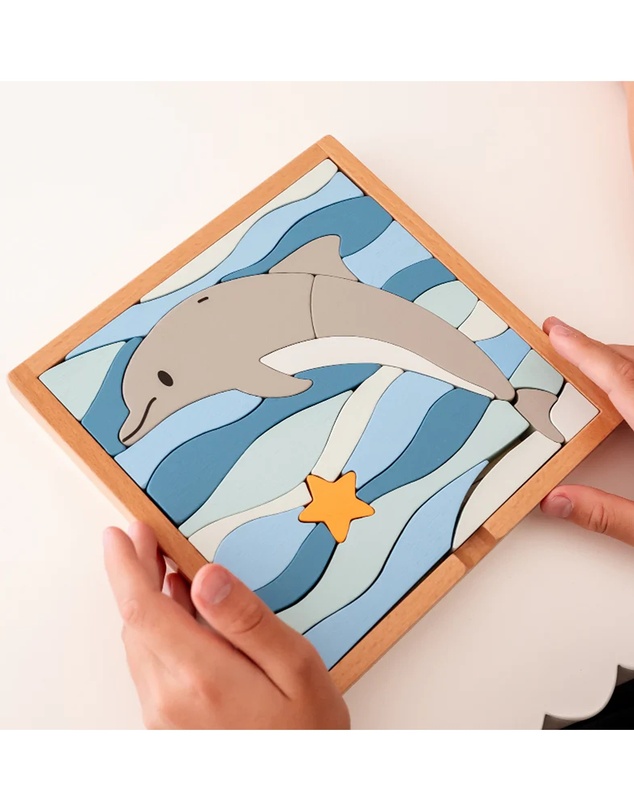 Axis Toys - Stellavan & Papa - 3-in-1 Small Block Puzzle, Dolphin