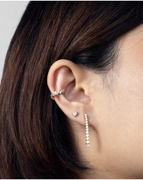 Wanderlust + Co - Pave 14K Gold Vermeil Tennis Earrings
