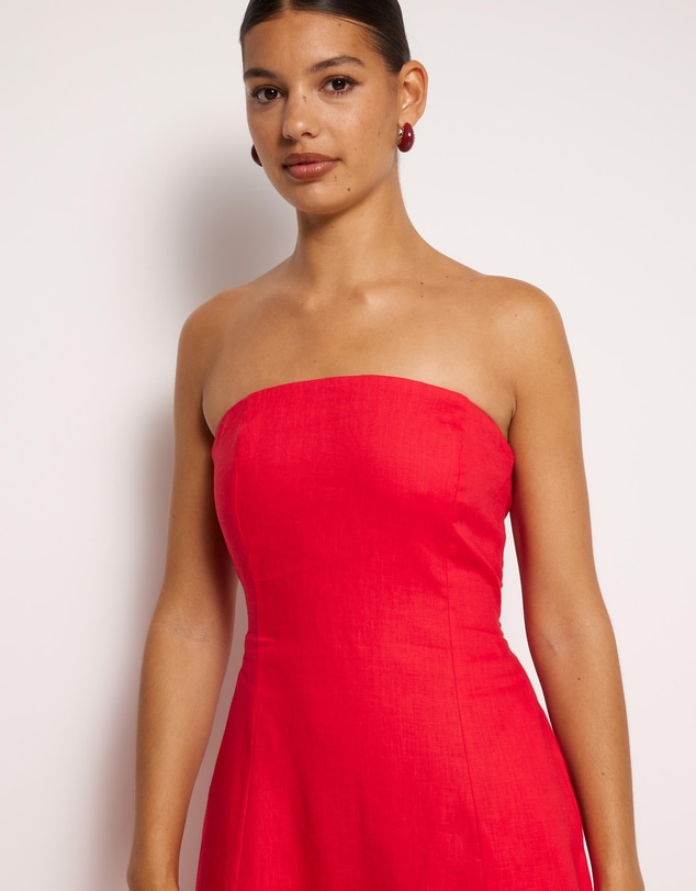 AERE - Florence Linen Strapless Maxi Dress