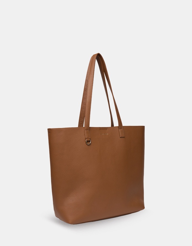 SABEN - Carter Leather Tote Tan + Tan Chain Print