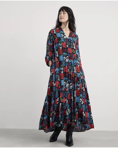 Seasalt - Seasalt Cornwall Multi Windblown Tiered V-Neck Dress