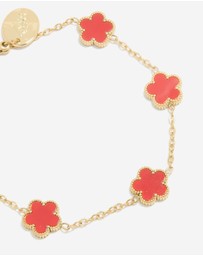 Lovisa - Waterproof Gold Plated Stainless Steel Red Shell Petal Flower Charm Bracelet