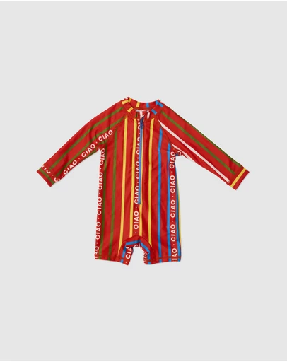 Kip&Co - Ciao Stripe Long Sleeve Zip Bathers - Babies
