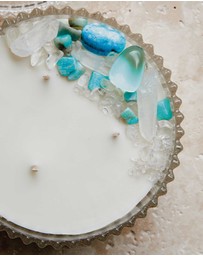 Silk Oil of Morocco - Blue Aura Large Crystal Candle - Clarity, Focus & Success