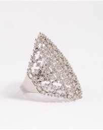 Lovisa - Rhodium Cubic Zirconia Shield Ring