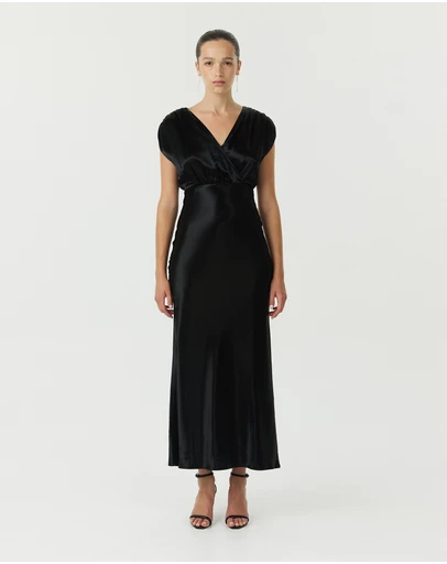 Third Form - Satin Cross Over Gather Dress