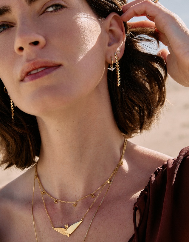Rachel Jackson - Dreamcatcher Bird Drop Earrings Gold