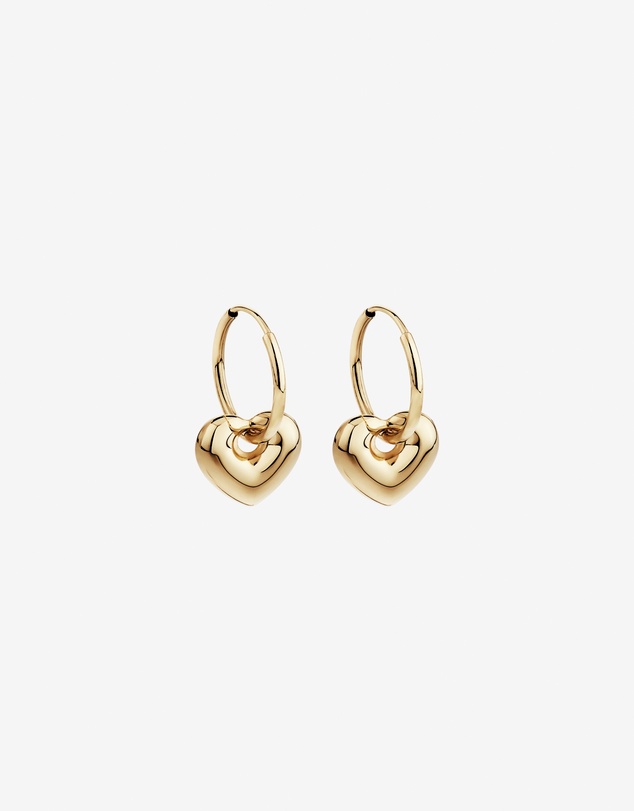 Michael Hill - Heart Drop Hoop Earrings in 10kt Yellow Gold
