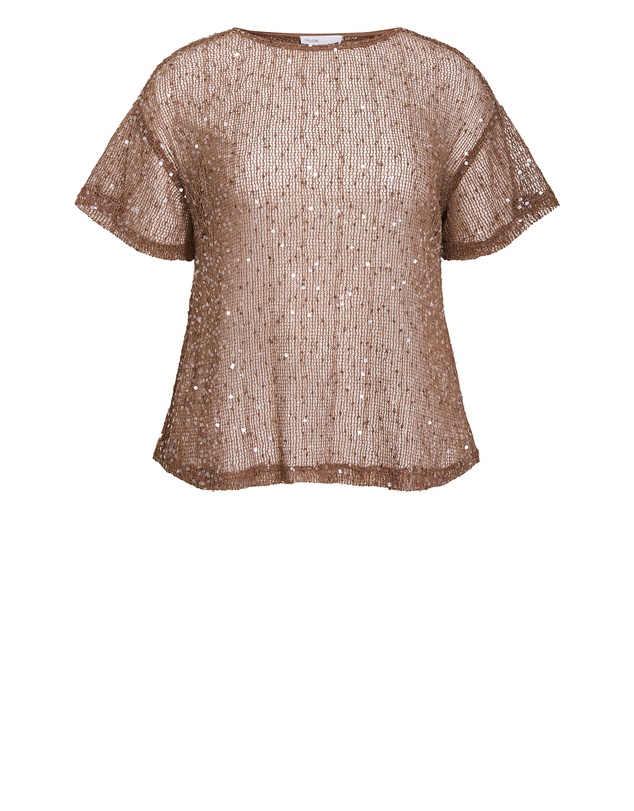 City Chic - Plus size Starlit Sequin Top - mocha