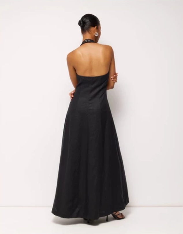 Revibe - Repaired AERE Rosa Linen Halter Midi Dress - AU 10