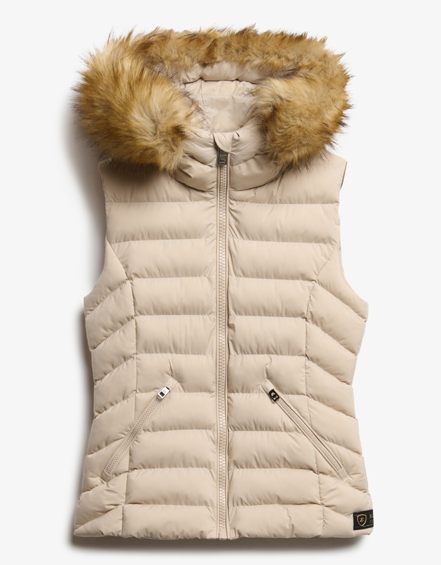 Superdry - Fuji Faux Fur Hooded Slim Fit Gilet