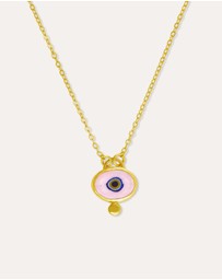 Ottoman Hands - Alara Pink Evil Eye Pendant Necklace