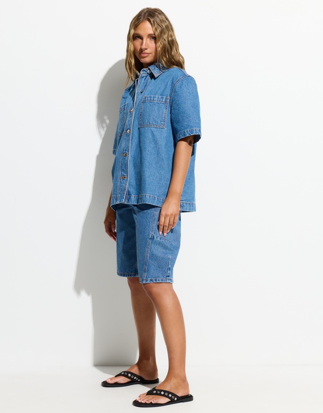 Dazie - Golden Nights Short Sleeve Denim Shirt