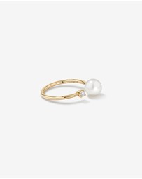 Michael Hill - Cultured Freshwater Pearl and Diamond Open Ring in 10kt Yellow Gold