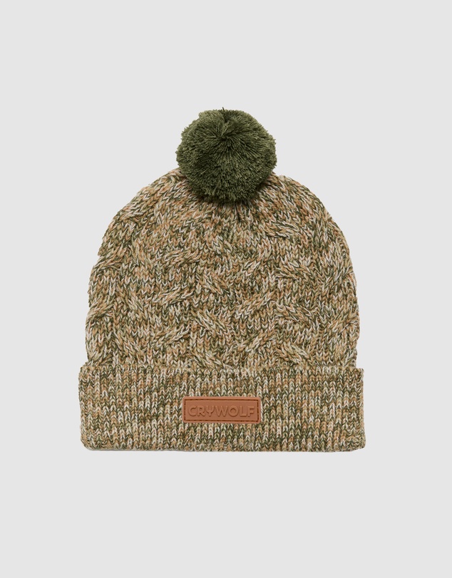 Crywolf - POM POM BEANIE Olive Speckle