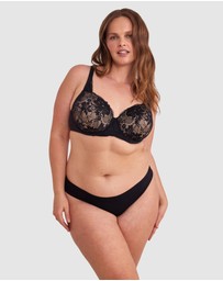 Bras N Things - Body Bliss Full Lace Curvy Balconette Bra - Black