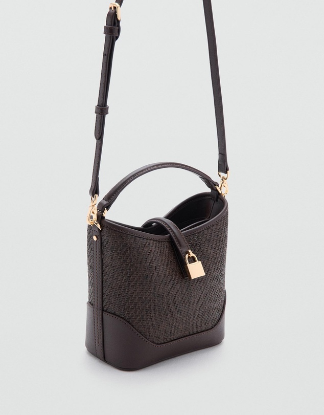 M.N.G - Small Raffia Bucket Bag
