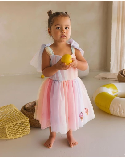Huxbaby - You-Scream-For-Ice Cream Sequin Tulle Dress - ICONIC EXCLUSIVE - Babies-Teens