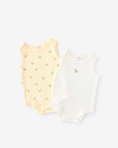 Cotton On Kids - Organic 2Pk Singlet Bubbysuit