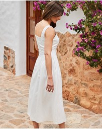 Sosandar - Strappy Full Cotton Skirt Belted Midi Dress