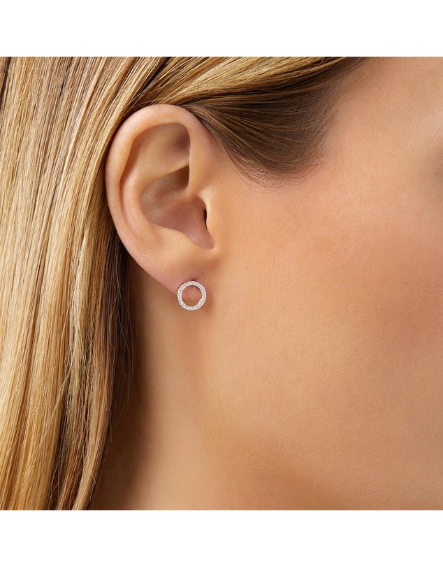 Michael Hill - Circle Stud Earrings with Cubic Zirconia in Sterling Silver