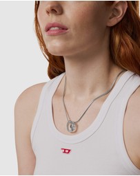 Diesel - Oval D Logo Silver tone Necklace