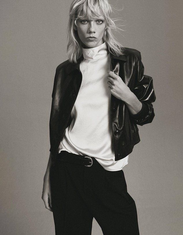 M.N.G - High Collar Satin Blouse