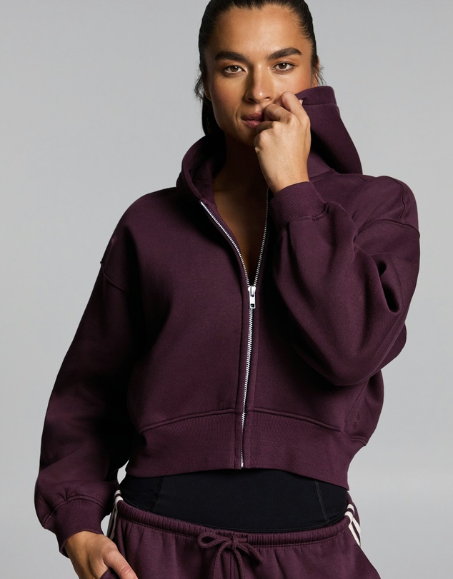 Rockwear - Cosy Fleece Cropped Zip Through Hoodie