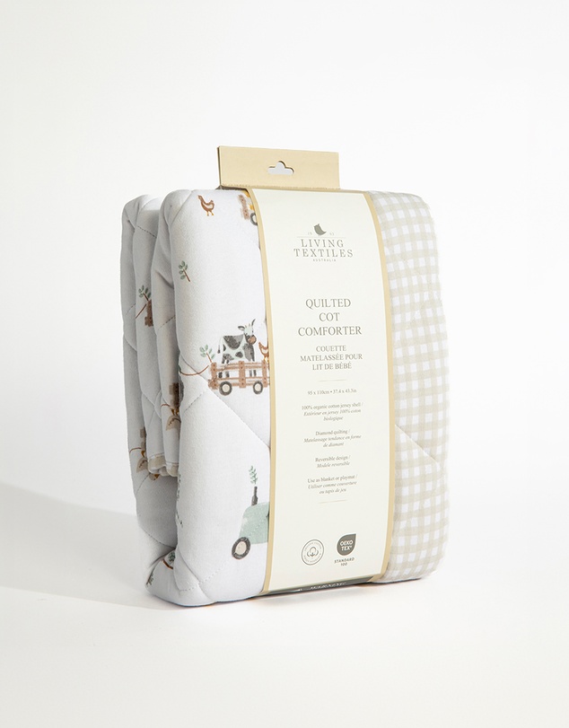 Living Textiles - Reversible Quilted Cot Comforter - Tractor Ride