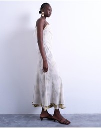 TOPSHOP - Contrast Layered Asymmetric Neck Midi Dress