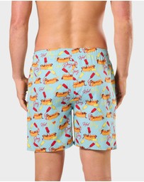 Mitch Dowd - Mitchdowd Mens 2 Pack Sleep Shorts - Hot Dog Print & Green Check