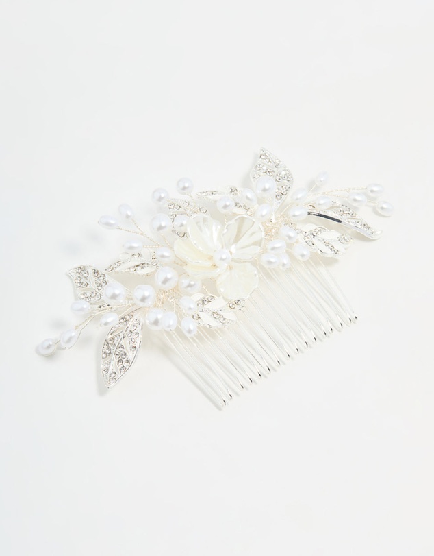 Lovisa - Silver Pearl Flower & Vine Hair Comb